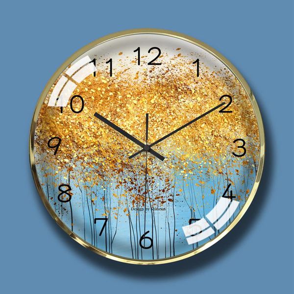 

wall clock living room decoration clock green blue small fresh ultra quiet art