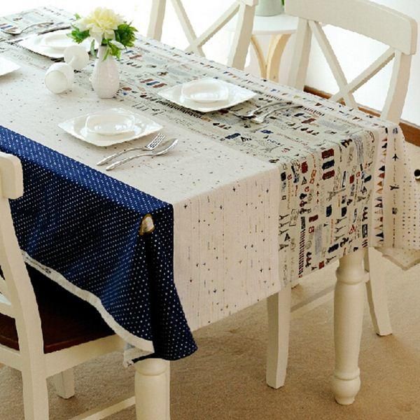

toalhas linen table cloth covers mediterranean style towel print dustproof rectangular dinning tablecloths zb-6