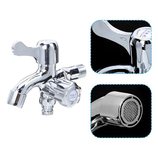 

kitchen faucets 2-in-1 washing machine bathroom mop pool double-outlet (silver)