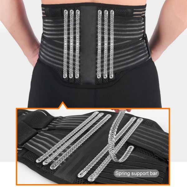 

new lumbar waist support belt strong lower back brace support corset belt waist trainer sweat slim for sports pain relief, Black;gray