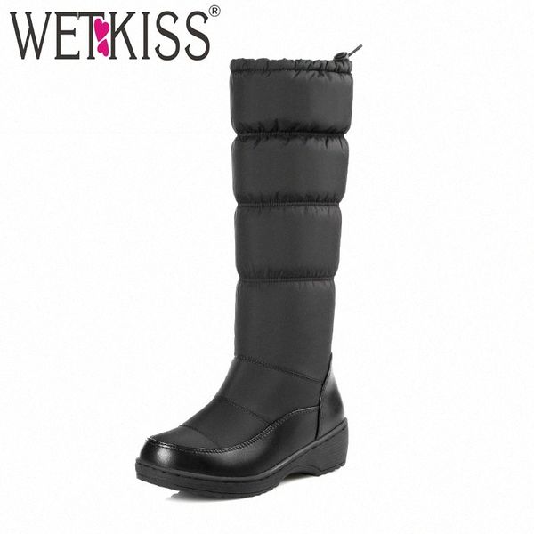 

wetkiss 2018 new winter snow women boots down cotton platform boots knee high warm footwear fashion cleated female shoes v613#, Black