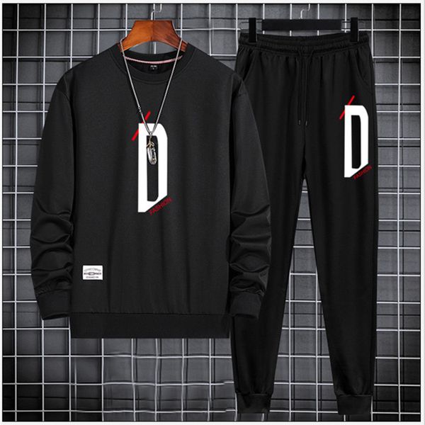 

soccer jerseys leisure men's suit spring 2021 round neck printed thread sleeve sweater pants fashion football jacket, Black;yellow