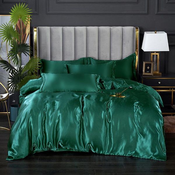 

bedding sets duvet cover set 3 4 pieces pure color bedclothes include dark green bedsheet pillowcase comforter nordic style oceania