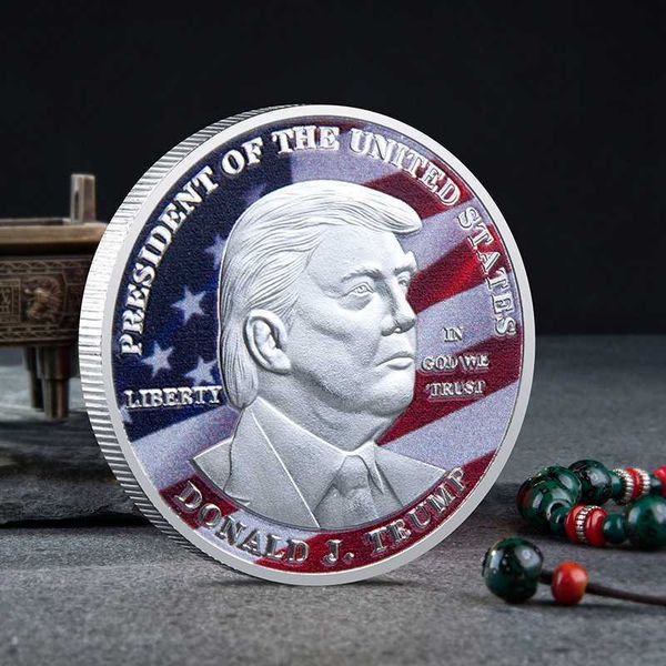 

10pcs non magnetic crafts samerican 45th president donald trump the statue of liberty silver plated coin collection