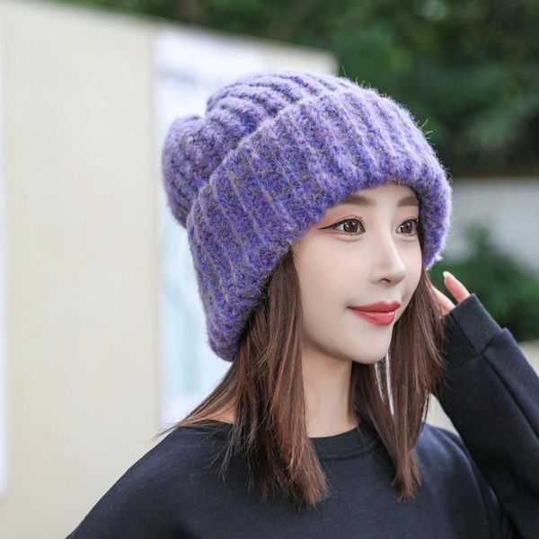

beanies solid cover head caps winter outdoor students girls women hats 2022 fashion ski warm skullies hat for m132
