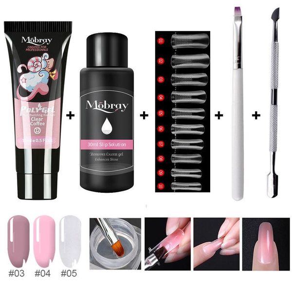

nail gel manicure set for poly uv kit builder brush soak off quick building finger extension camouflage nails, Red;pink