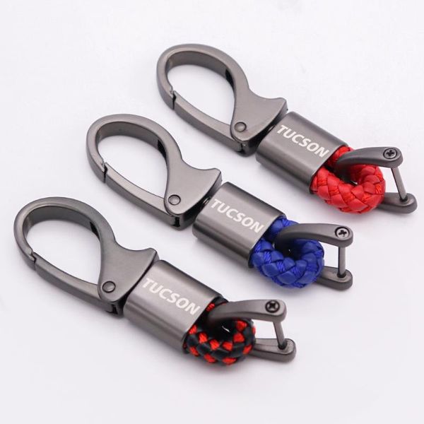 

keychains car metal leather keychain braided rope key ring butler for hyundai tucson elantra hand woven accessories, Silver
