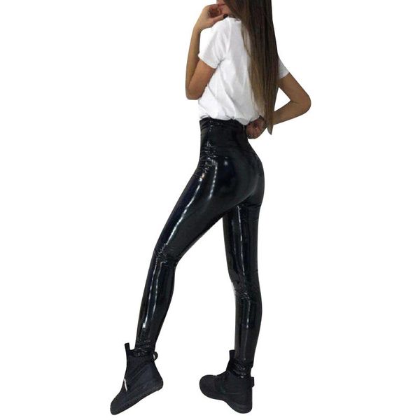 

women's pants & capris female trousers fashion long causal skinny solid color high waist windproof leather for spring fall, Black;white