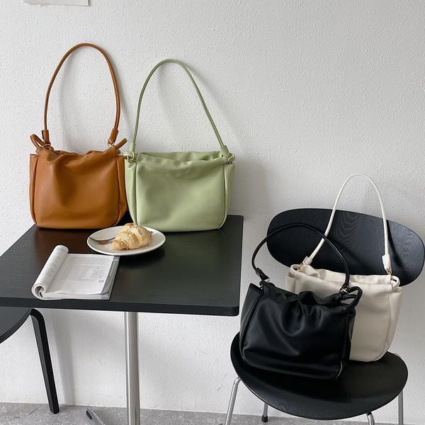 

evening bags 2021 soft pu leather drawstring crossbody bag for women ladies luxury designer shoulder bucket clutch handbags purses