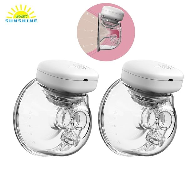 

youha 2 sets wearable 28mm rechargeable breastfeeding milk collector 3 modes 9 suction levels electric breast cup 210831