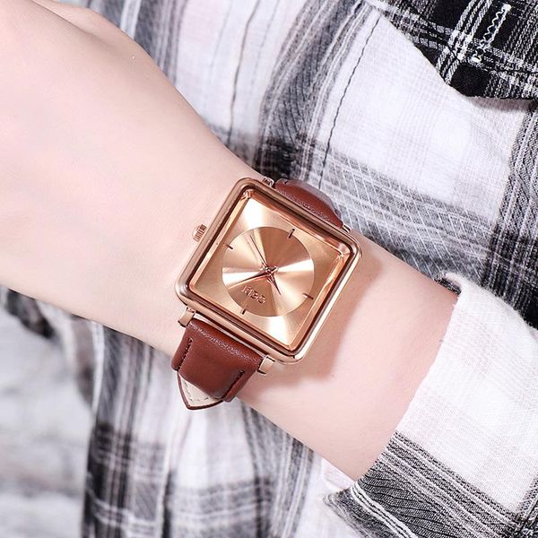 

wristwatches gedi luxury watch for women selling 2021 square waterproof leather band christmas gifts relojes para mujer, Slivery;brown