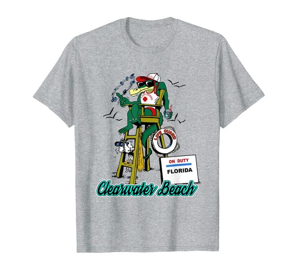 

clearwater beach florida alligator life guard souvenir t-shirt, White;black