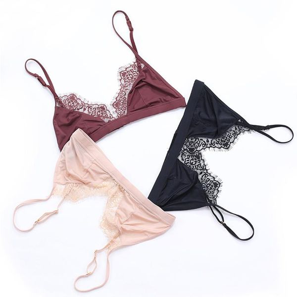 

oranriting women underwear seamless bra soft cup eyelashes ultra thin bralette lace brassier girl comfortable lingerie, Red;black