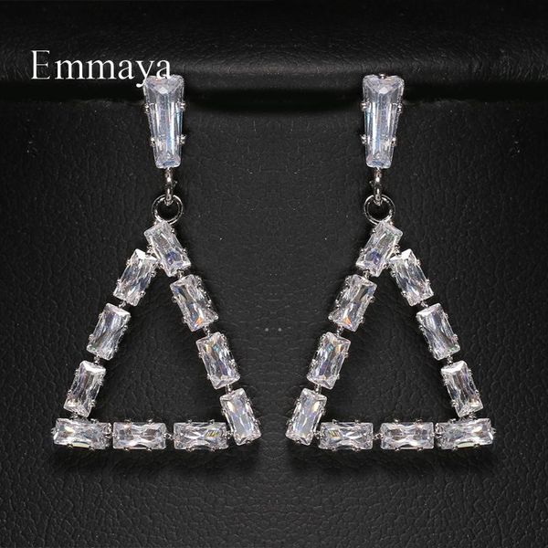 

stud emmaya fashion jewelry with triangle appearance design earring for women modern style geometry charming zirconia decoration, Golden;silver