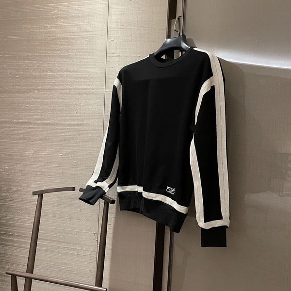 

2021 spring new lacing ribbon embroidery contrast stitching versatile loose slim round neck long sleeve pullover, Black;brown