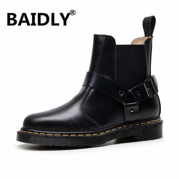 

genuine leather ankle boots autumn winter mens boots fashion lovers motorcycle outdoor working men shoes y0s3#, Black
