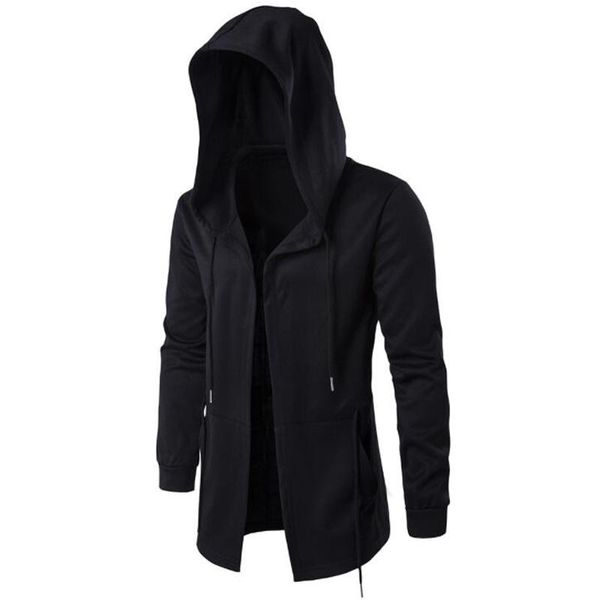 

men's hoodies & sweatshirts hooded men hip hop mantle jacket long sleeve cloak male outwear coat moleton masculino streewear hoodie, Black