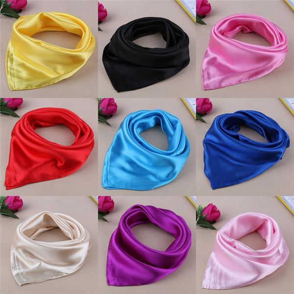 

scarves 60*60cm solid color small square satin artifical silk scarf for ladies women's handkerchief, Blue;gray