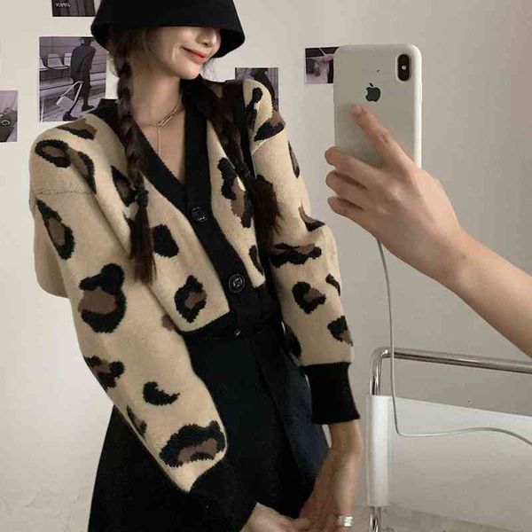 

women's sweaters loose sweater with retro leopard pattern, occasional autumn low v tk9n, White;black