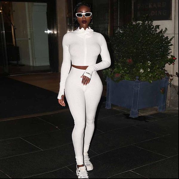 

two piece set women autumn lucky zipper up fitness bodycon jogger crop long pants fall women tracksuit set tweedelige, Gray