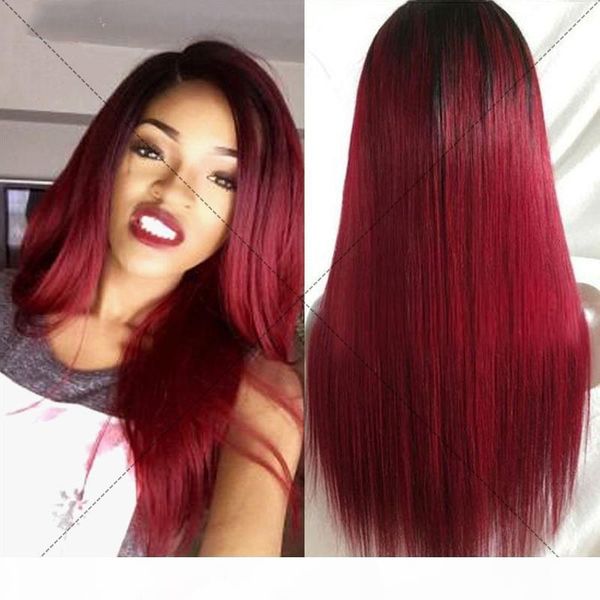 

1b 99j ombre human hair wigs burgundy two tone 1b 99j color glueless lace front full lace wigs ombre virgin brazilian hair wig, Black;brown