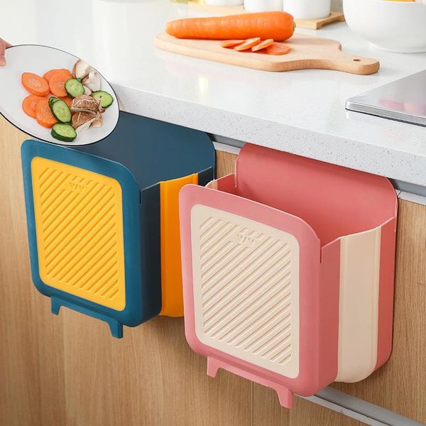 

waste bins folding bin kitchen trash can cabinet door hanging garbage wall mounted storage box trashcan dustbin