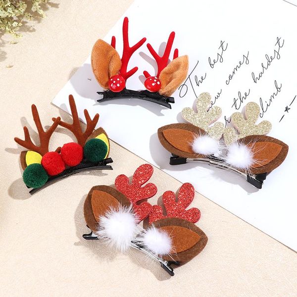 

1pair fashion cute christmas deer horn hair barrette hairpin gift hair for women girl children cosplay accessories headdress, Slivery;white