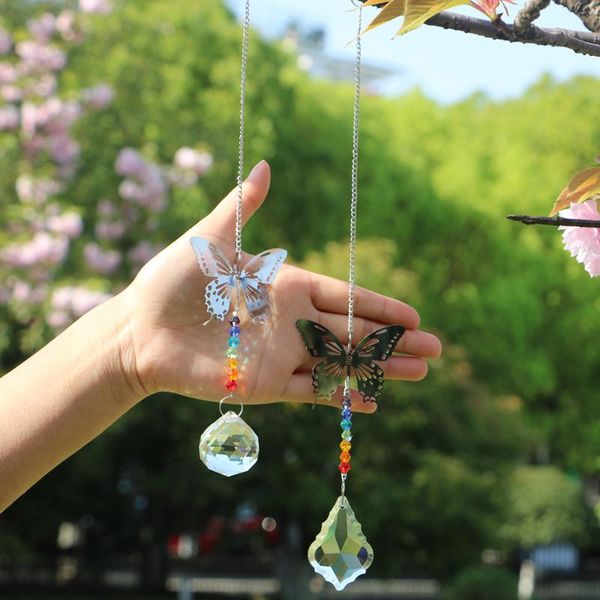 

2pcs glass crystal butterfly suncatcher prism hanging pendant feng shui decoration gifts