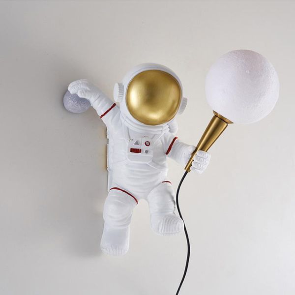 

wall lamp astronaut 3d printed moon lampshade personality eye protection children's room bedside light hallway living