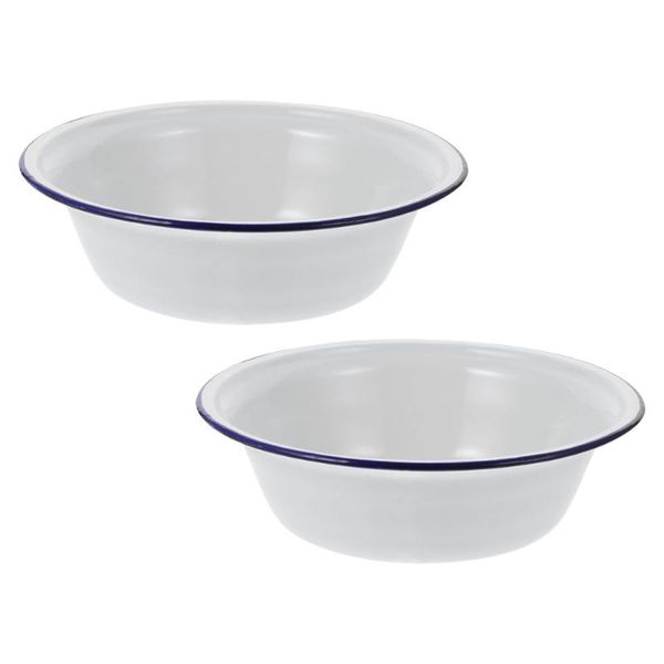 

bowls 2pcs enamel basins thicken household versatile thickened (white)