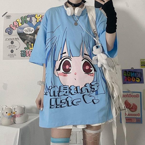 

women's t-shirt summer female harajuku fun casual loose o-neck women clothing anime alternative korean style, White