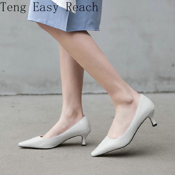 

dress shoes pointed toe white lady pumps big size 34-45 thin high heeled woman slip-on wedding party offcial women heels, Black