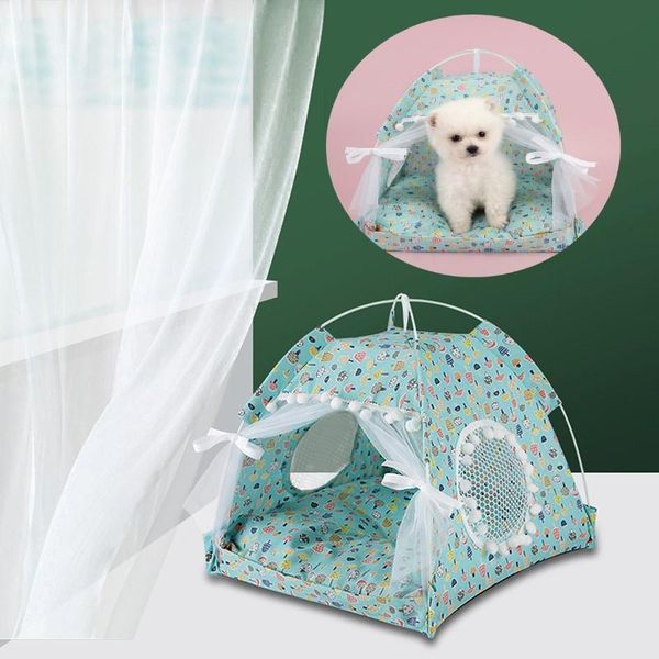 

cat beds & furniture pet dog tent house portable folding puppy teepee for samll dogs cats washable breathable cozy kitten accessories