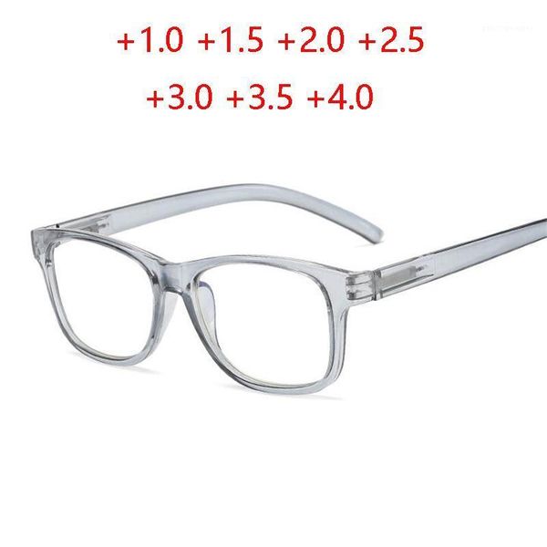 

+1.0 +1.5 +2.0 to +4.0spring leg anti-blue light hyperopia eyeglasses women men fashion square reader glasses magnifier sunglasses, White;black