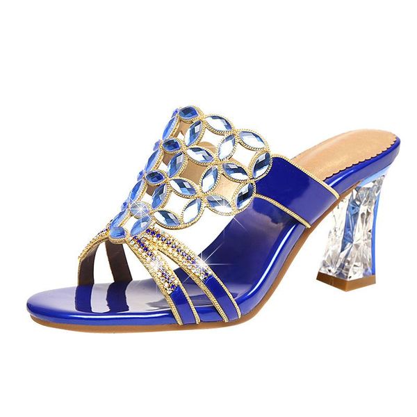 

sandals women high heels 2021 slippers summer hollow out crystal pumps fashion diamond shoes good leather 7.5cm and 2cm, Black