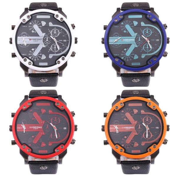 

wristwatches 2021 quality brand men's large dial dz fashion luxury leather strap black military sports quartz watch clock relogio, Slivery;brown