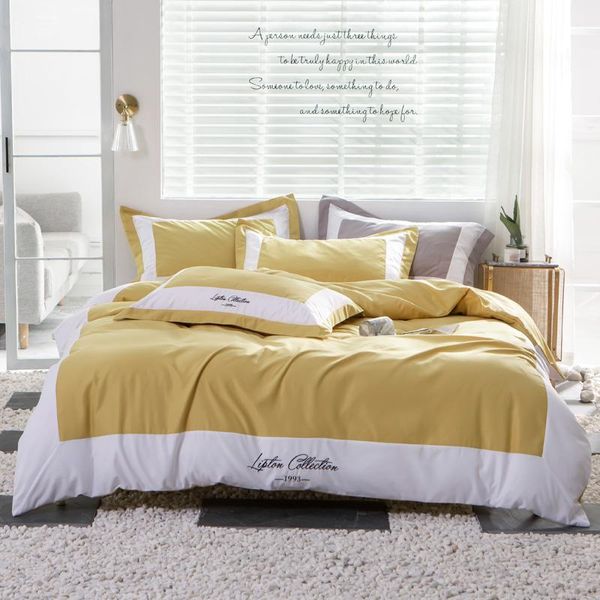 

bedding sets pure color luxury embroidery bedclothes duvet linen bed quilt cover sheet  king flat/fitted