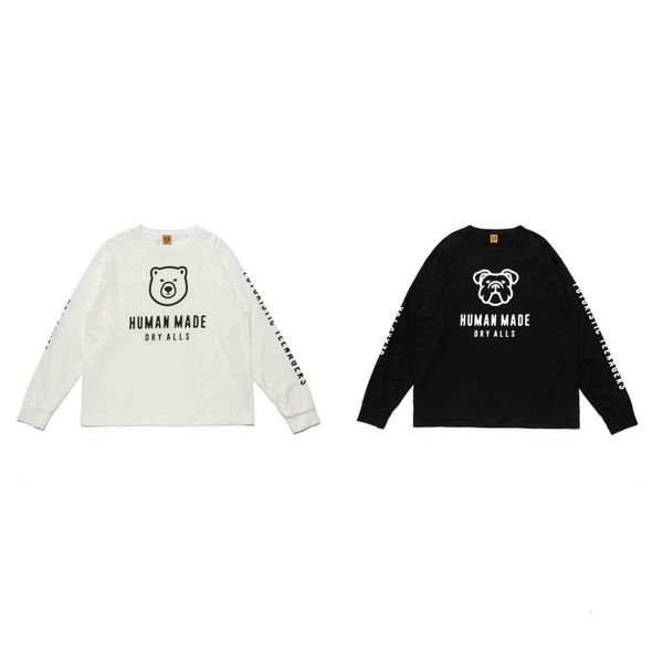 

mada human aw2021 print polar bear bulldog couple crew neck long sleeve, Black