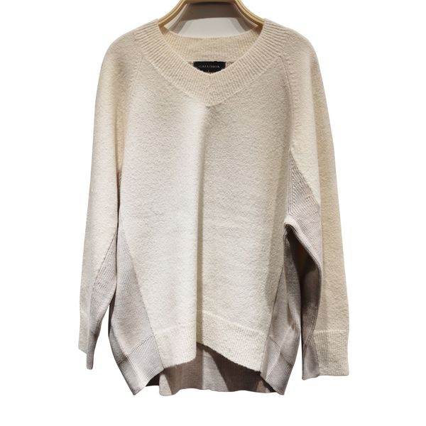 

women pullover sweater v-neck loose long-sleeved knitted coat wool top, White;black