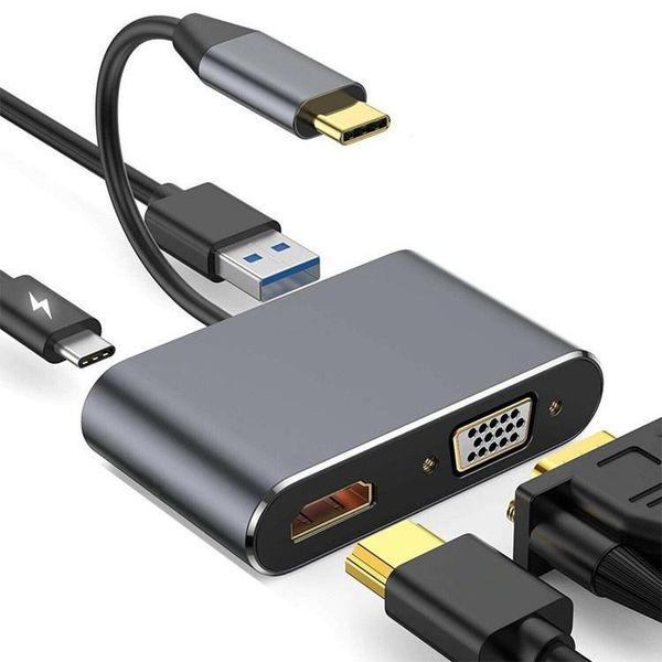 

hubs type-c docking station usb-c to vga four in one hd adapter hub usb converter