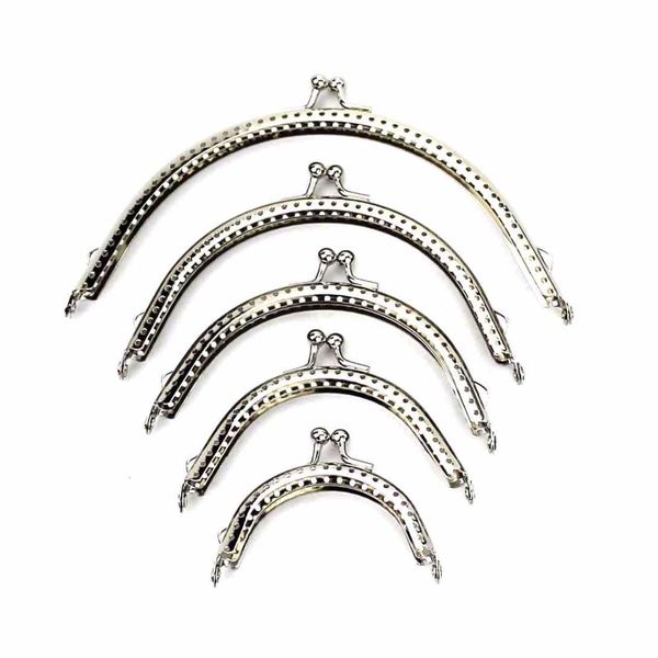 

20 pcs/lot 5 sizes glossy silver basic arch metal purse frame kiss clasp lock diy bag accessories 6.5/8.5/10.5/12.5/15.5cm, Black