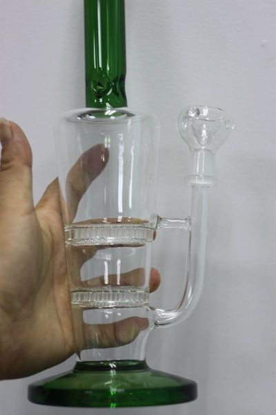 Classico bong in vetro da 12 pollici con narghilè con 3 strati Piccolo foro in rete con secchiello per olio bong tubi per acqua gorgogliatore colorato