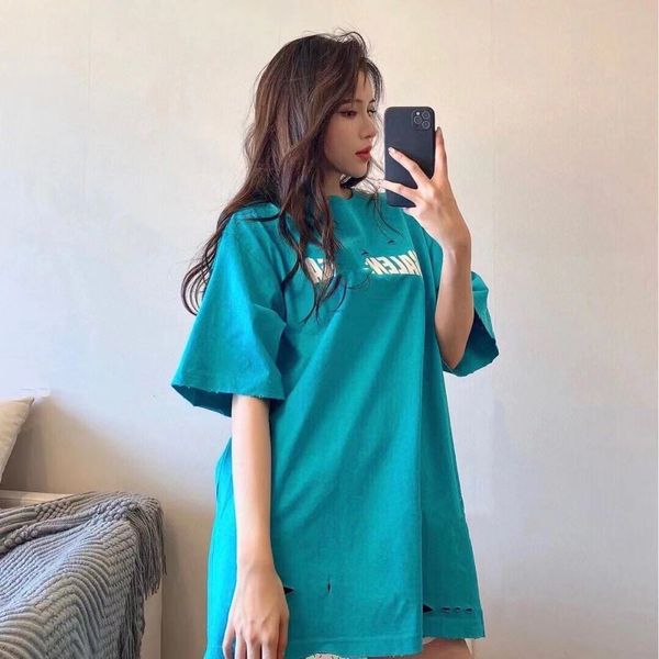 

luxury design correct edition jimo district b home broken letter print oversize short sleeve t-shirt couple's a1, White