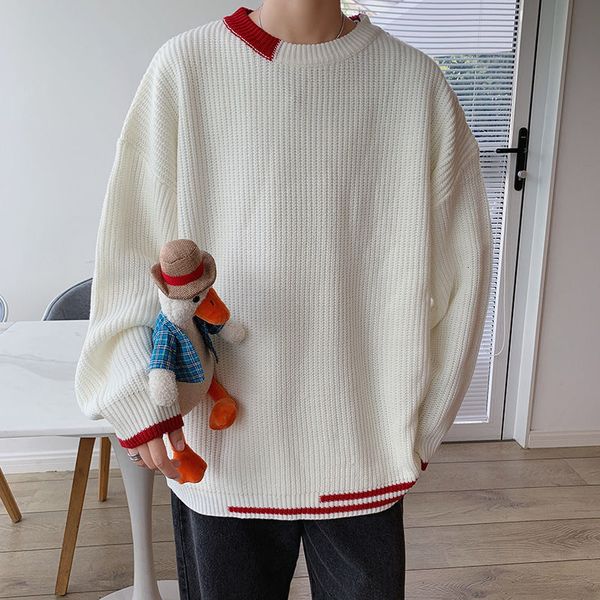 

2021 New Popular Around the Neck of Men Woolen Jackets Long Sleeve Shirts Solid-colored Pullover Cashmere Knit -2xl Cu36, White;black