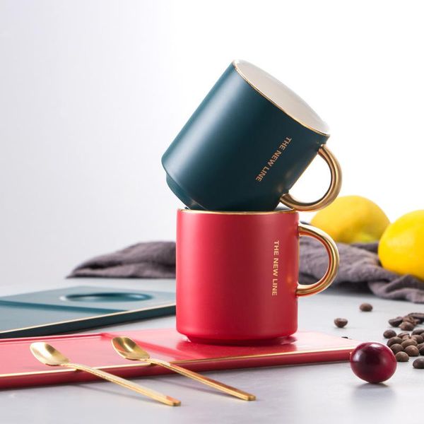 

mugs european-style creative golden handle coffee cup, household personality style mug, afternoon tea, cup and saucer set