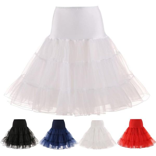 

skirts retro women solid color wedding bridal underskirt crinoline tulle petticoat, Black