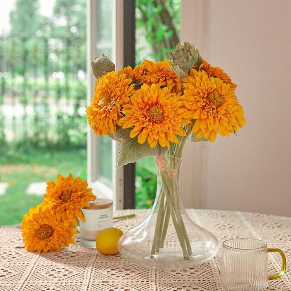 

decorative flowers & wreaths party joy 2pcs artificial fake silk sunflowers bouquets for table arrangements home kitchen office windowsill d