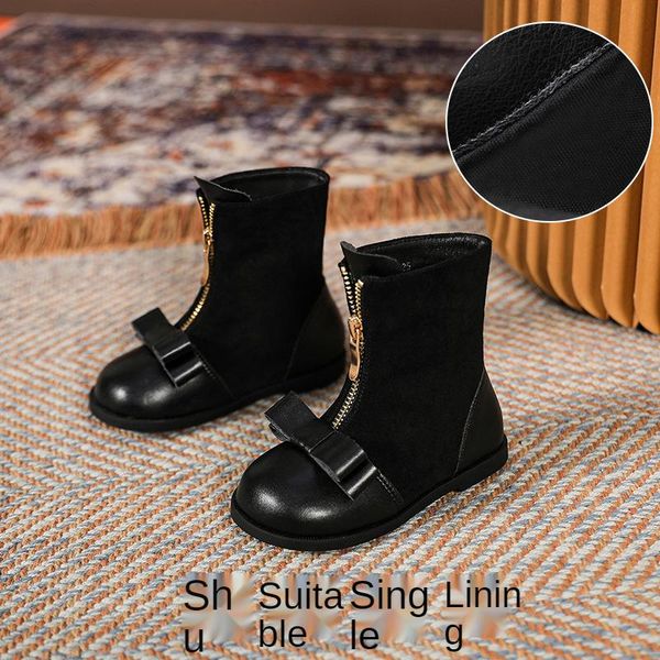 

boots 2021 girl children' short autumn and winter british style catwalk black cotton girls, Black;grey