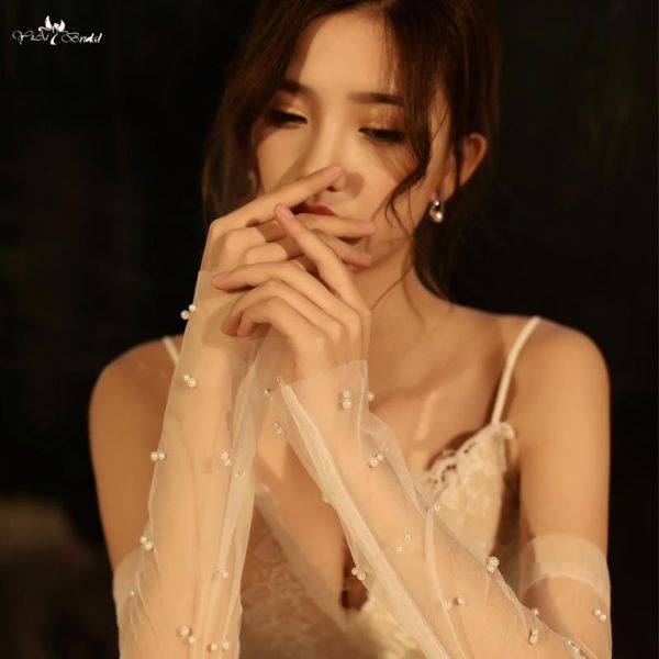 

bridal gloves lzp506 ladies beaded fingerless long wedding, White