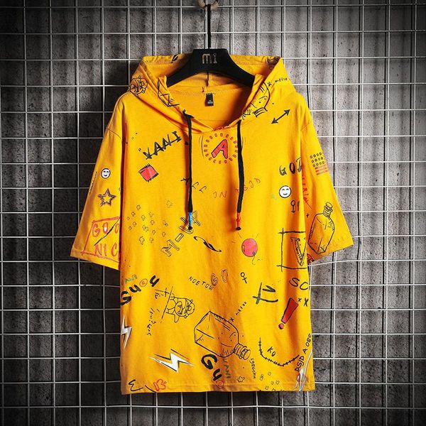 

men's hoodies & sweatshirts 2021 summer short sleeves anime sweatshirt male hip hop harajuku japanese streetwear white hoodie men, Black